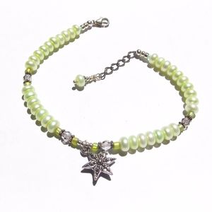 Boho Pearl Bracelet Luminous Green Star Charm